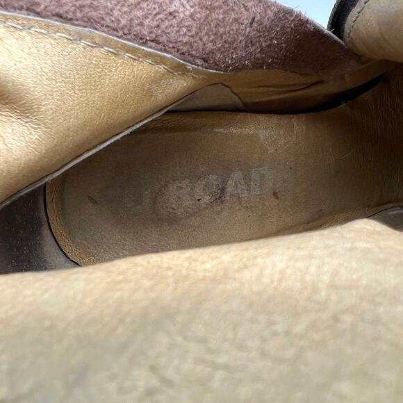 U ROADS Heeled Boots Womens 8 Brown Distressed Leather Knee High Round Toe - Picture 12 of 16